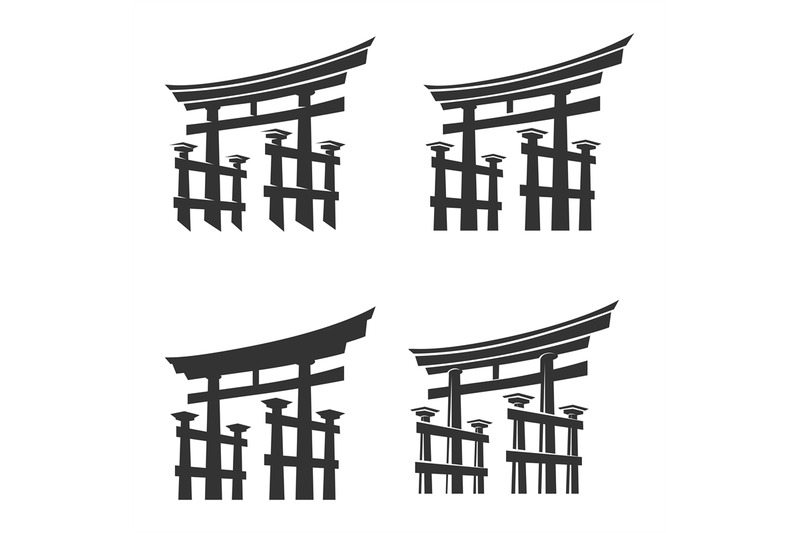 japan-gate-torii-silhouette-set
