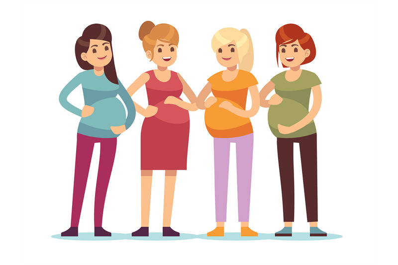pregnant-women-group-future-mothers-anticipation-birth-baby-friendsh