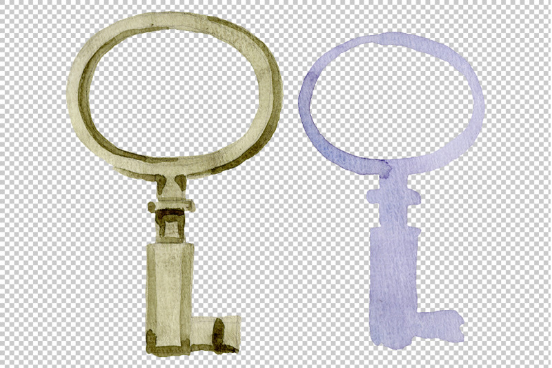 old-golden-key-watercolor-png