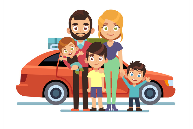 family-car-happy-young-parents-father-mother-kids-pet-auto-lifestyle