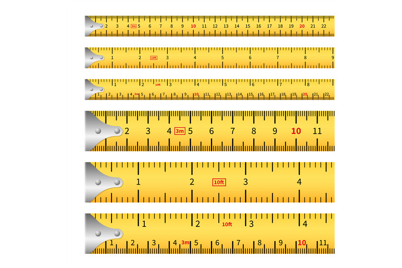 Measuring tapes. Measure inches tape measurement ruler, centimeter met ...
