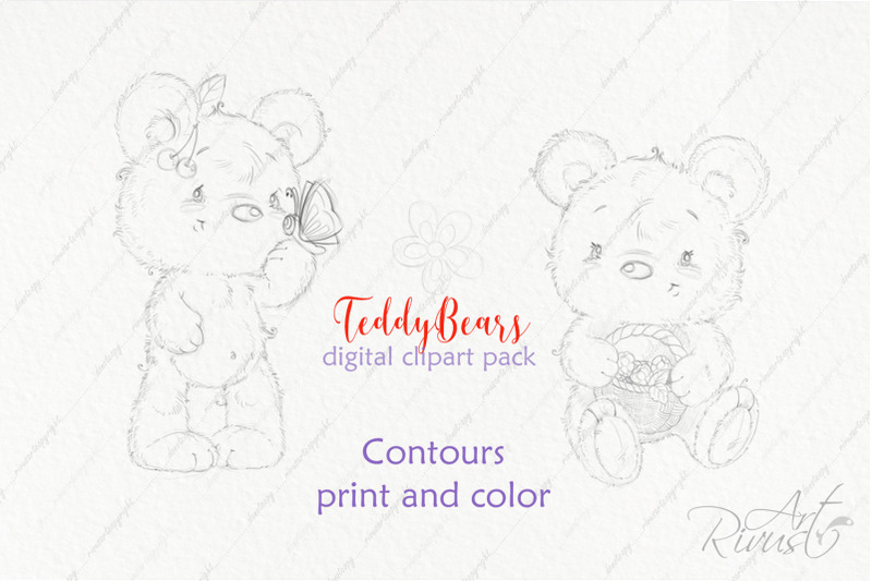 cute-digital-watercolor-bear-clipart-summer-clipart-cherry-cake-flower