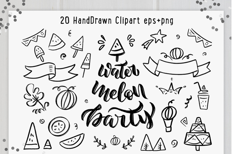 watermelon-party-hand-drawn-set