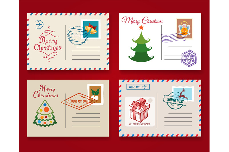 christmas-postcard-template-set