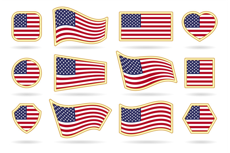 usa-flag-badges-set