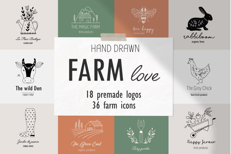 farm-love-premade-logos-set