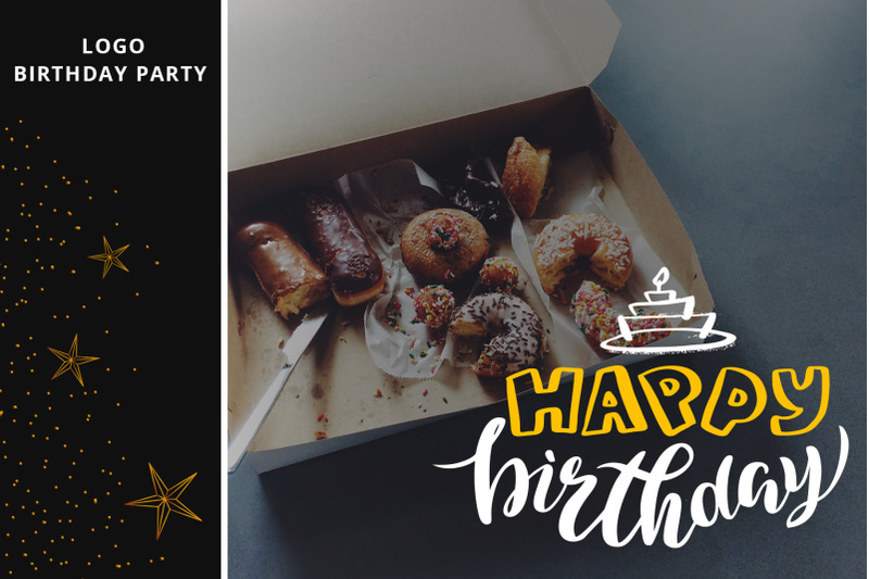 party-lettering-logos-set