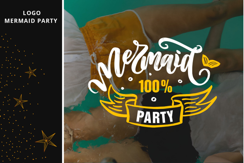 party-lettering-logos-set
