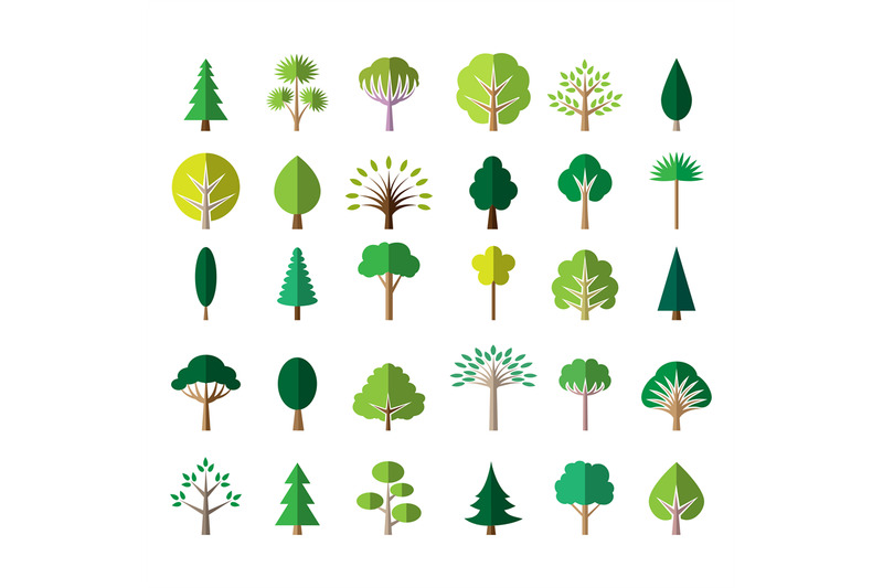 flat-green-tree-icons