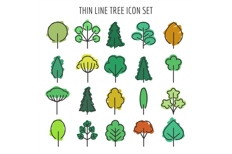 colored-hand-drawn-tree-icons