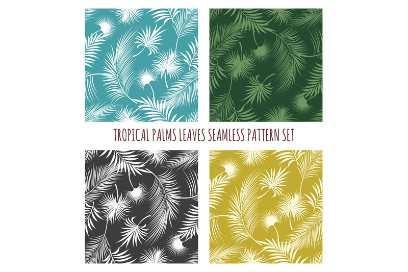 tropical-palms-leaves-seamless-pattern-set