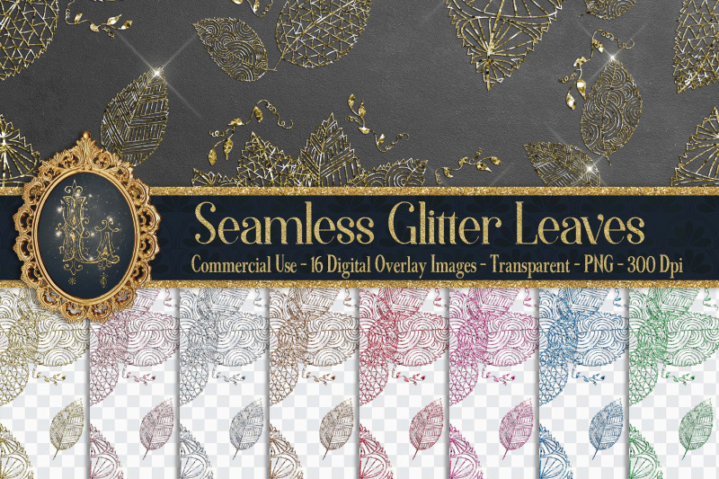 16-seamless-glitter-leaves-photo-card-overlay-digital-images
