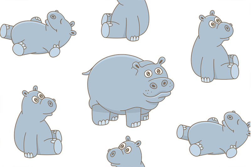 set-of-hippopotamus-and-pattern