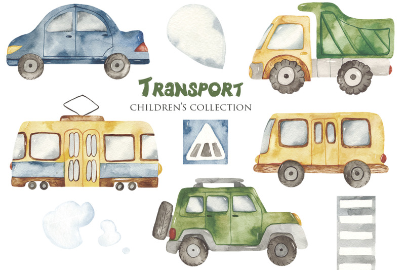 transport-watercolor-bundle