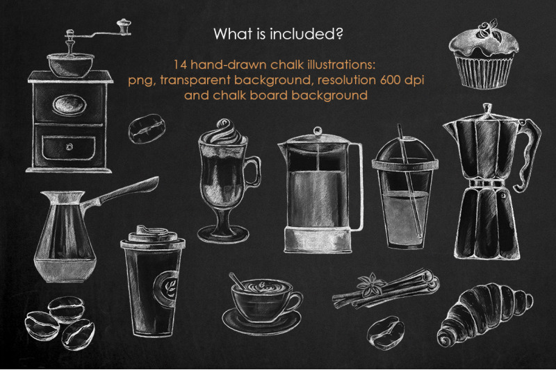 chalk-coffee-illustrations-set