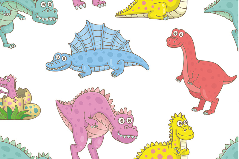 set-of-dinosaurs-and-pattern