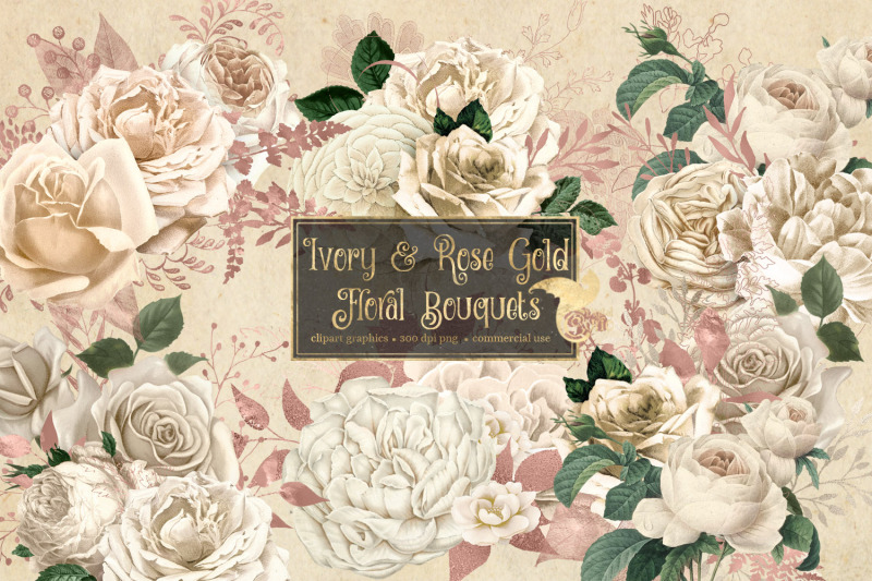ivory-and-rose-gold-floral-bouquets