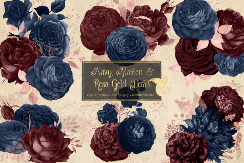 navy-maroon-and-rose-gold-floral-clipart