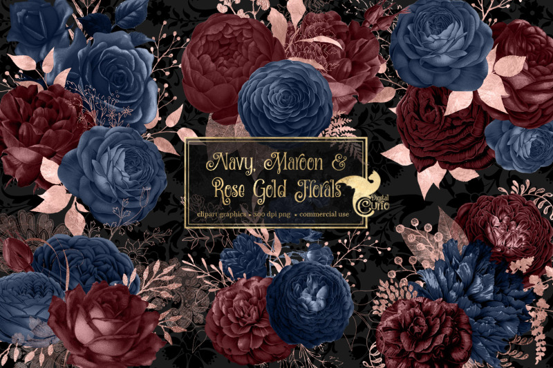 navy-maroon-and-rose-gold-floral-clipart