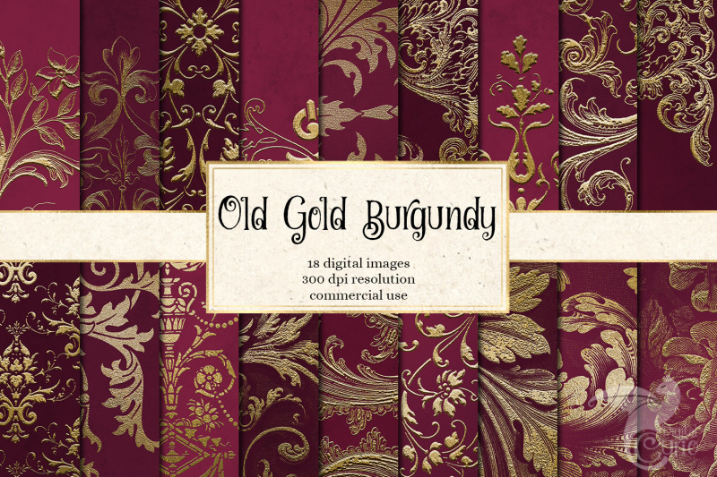 old-gold-and-burgundy-digital-paper