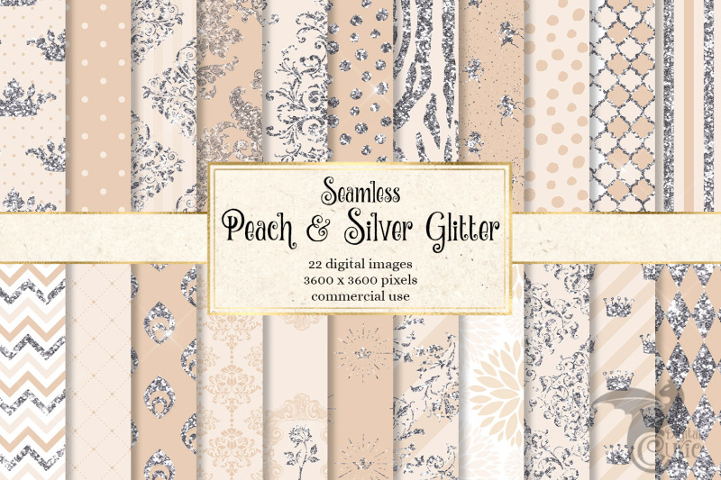 peach-and-silver-glitter-digital-paper