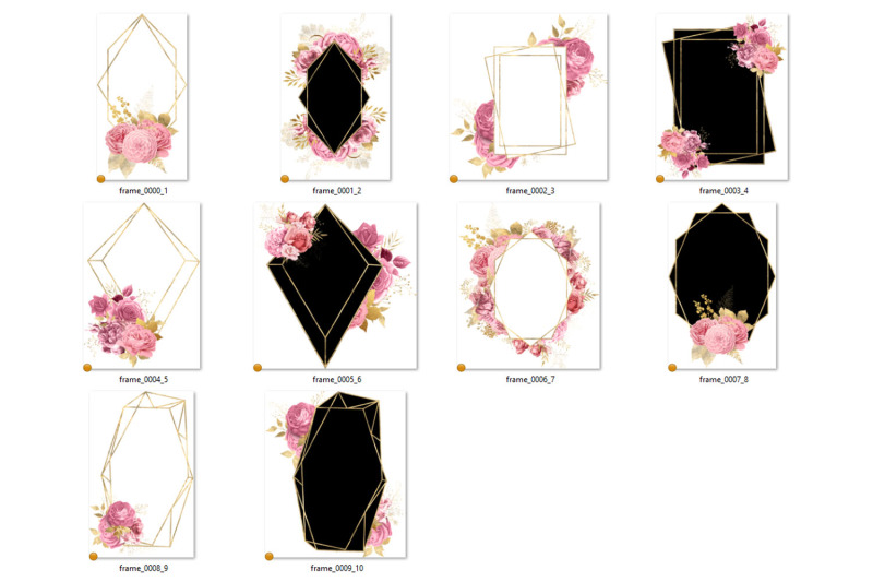 pink-and-gold-floral-polygonal-frames-clipart