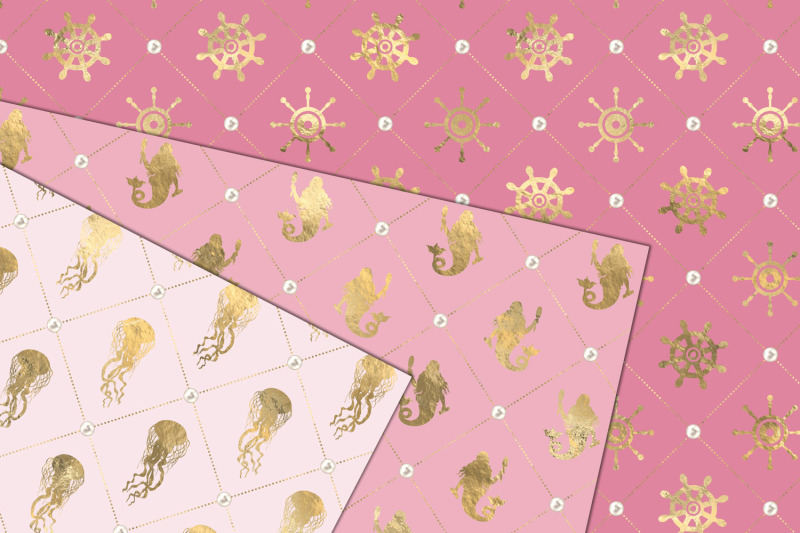 pink-and-gold-nautical-digital-paper