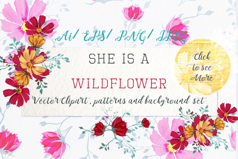 she-is-wildflower-vector-clipart-set