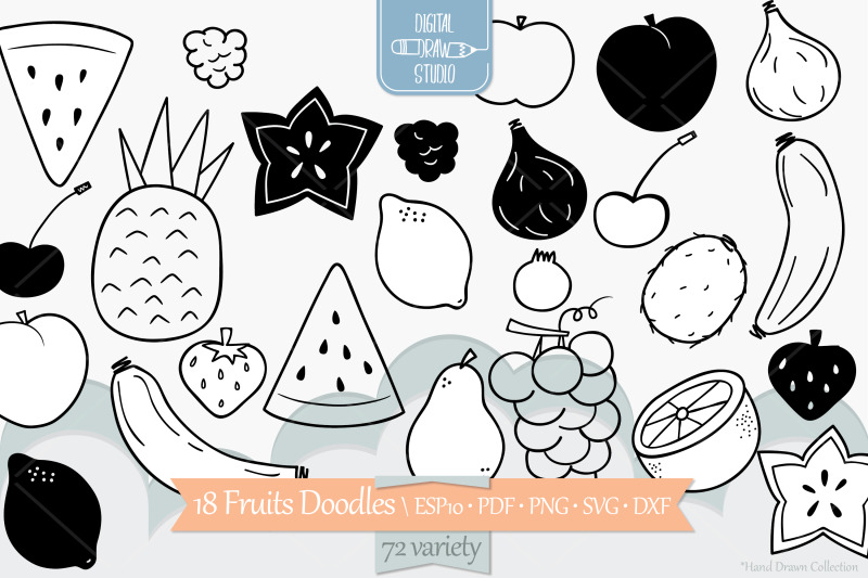 fruits-hand-drawn-food