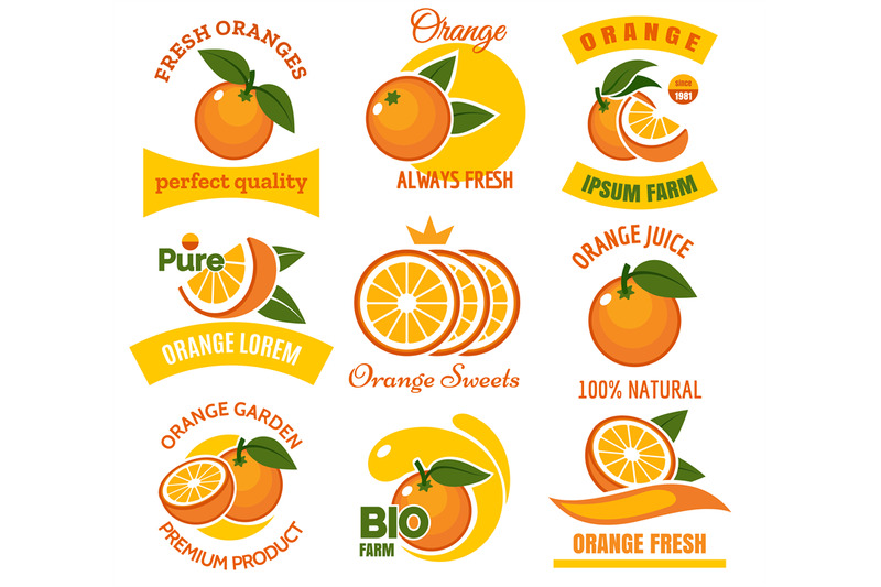 orange-products-emblems-set