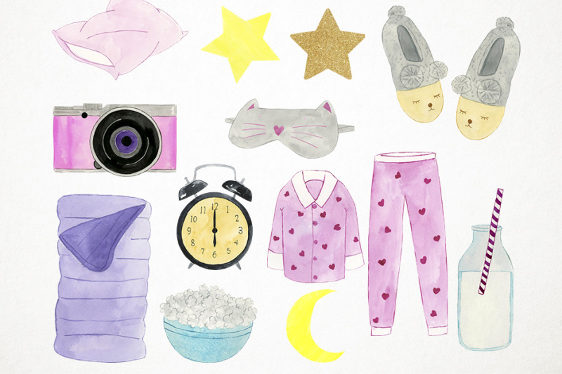 watercolor-slumber-party-clipart-slumber-party-illustration