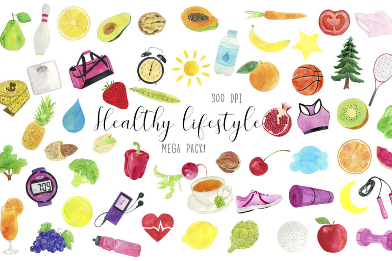 watercolor-healthy-lifestyle-clipart-healthy-lifestyle-illustration