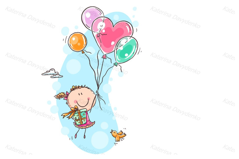 girl-flying-with-the-balloons-and-carrying-a-present