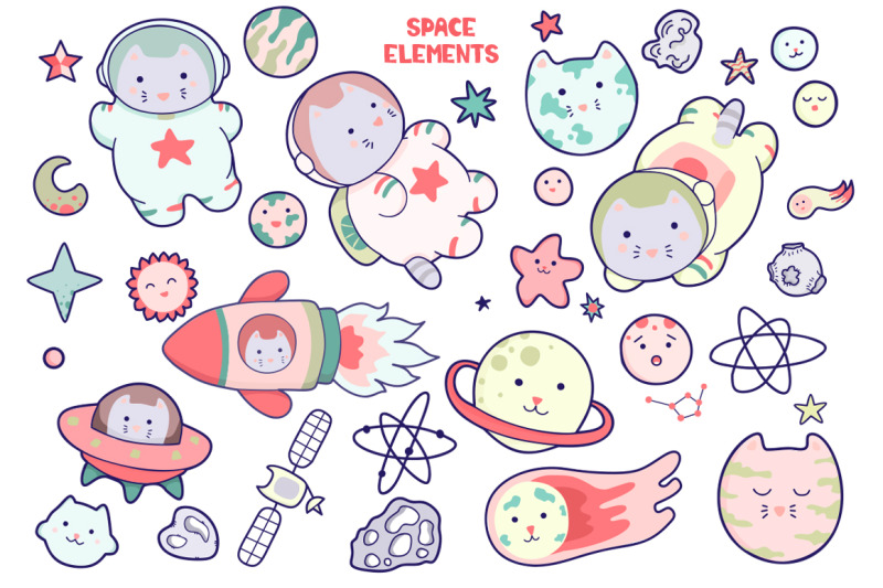 space-cat-cute-characters