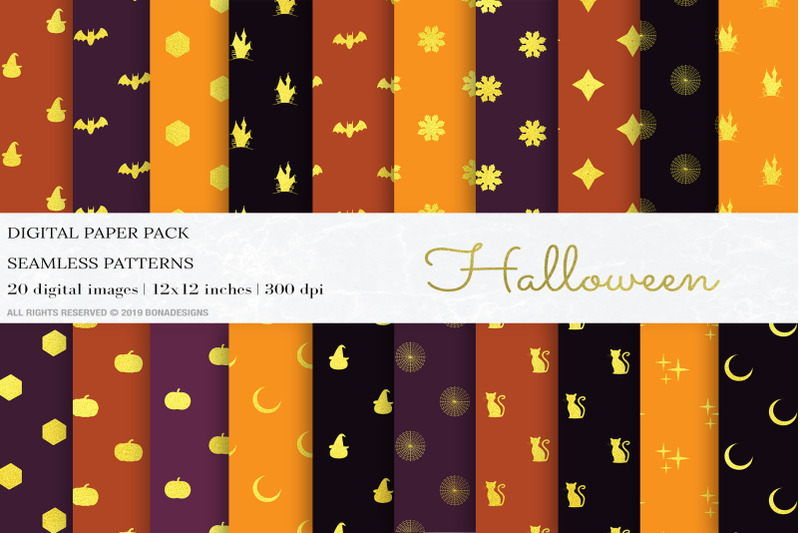 gold-halloween-digital-papers-patterns