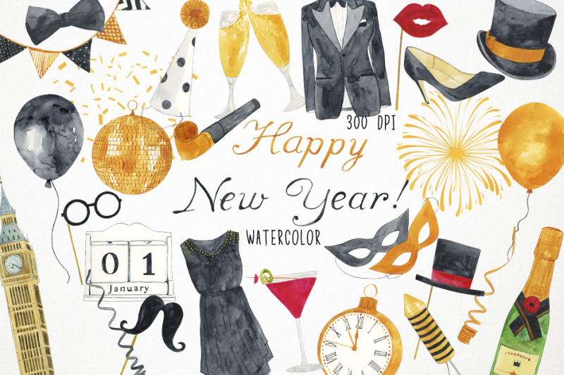 watercolor-happy-new-year-clipart-new-year-illustration
