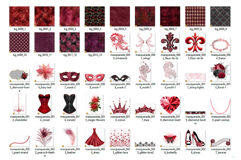 red-masquerade-digital-scrapbook-kit