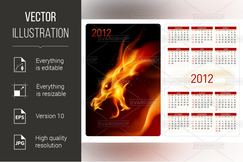 calendar-twenty-twelve-red-dragon