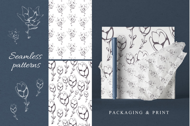 magnolia-flowers-elements-set-posters-patterns-floral-graphic