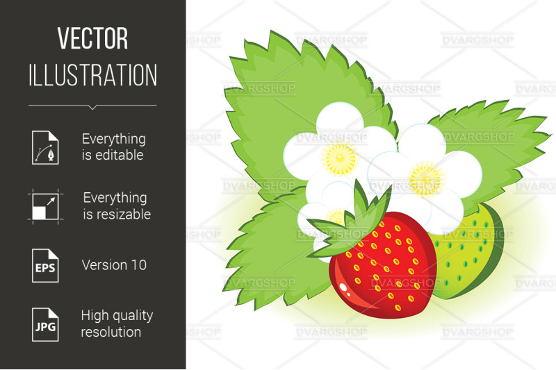 ripe-strawberries-and-green-with-flowers