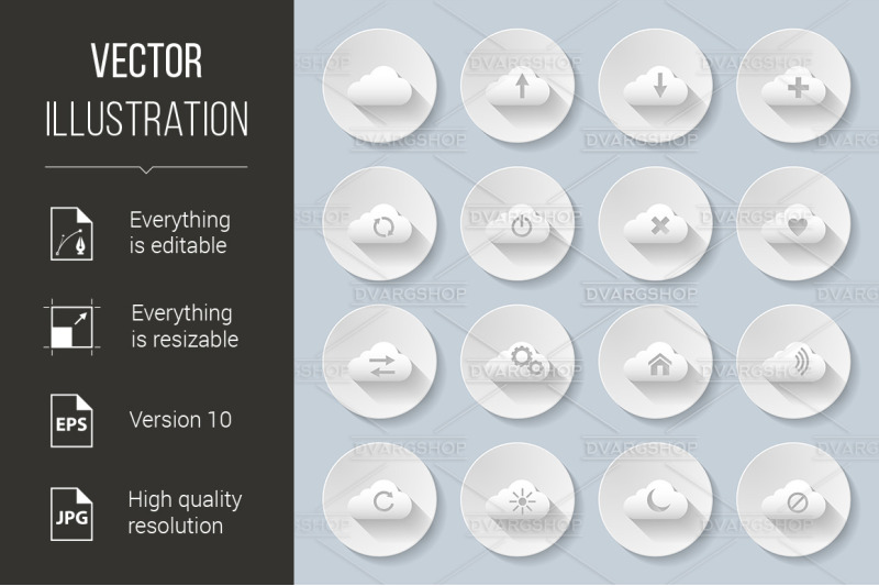set-of-paper-style-cloud-icons