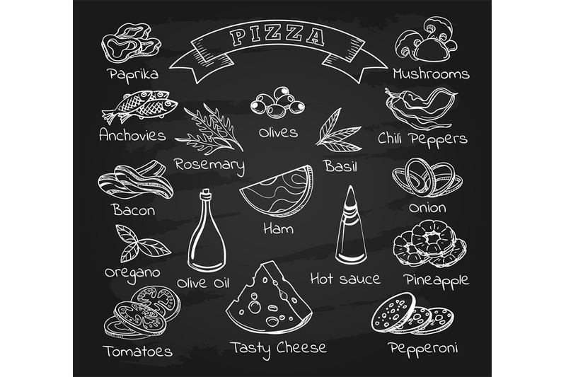 pizza-ingredients-set-on-chalkboard