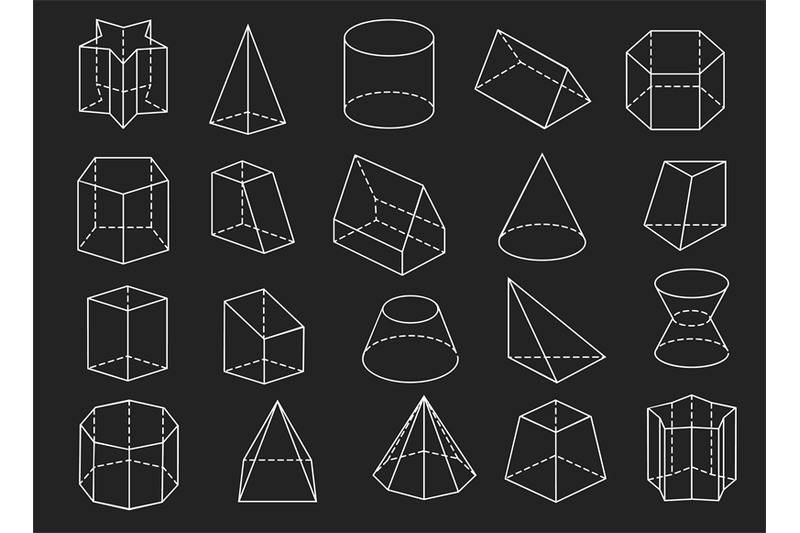 line-geometric-shapes-3d-icons-set