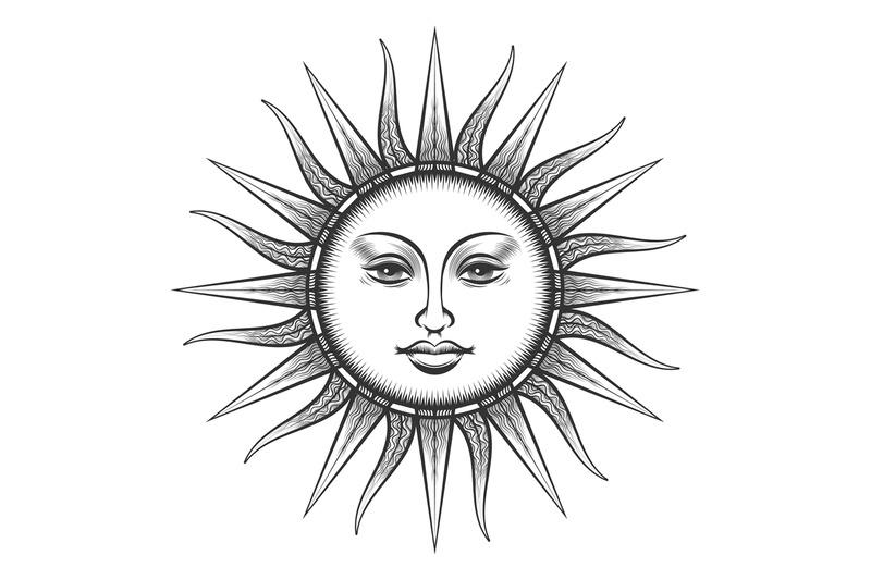 engraved-sun-antique-face-symbol