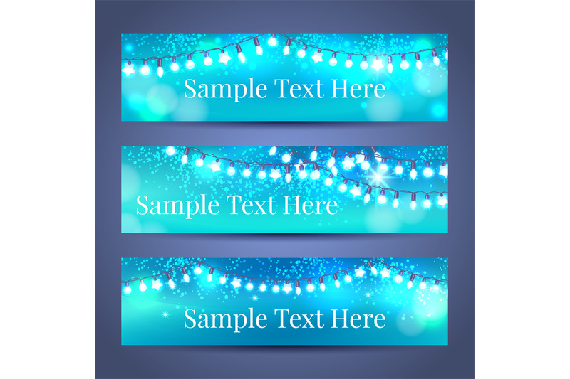 glowing-light-garlands-banners-set