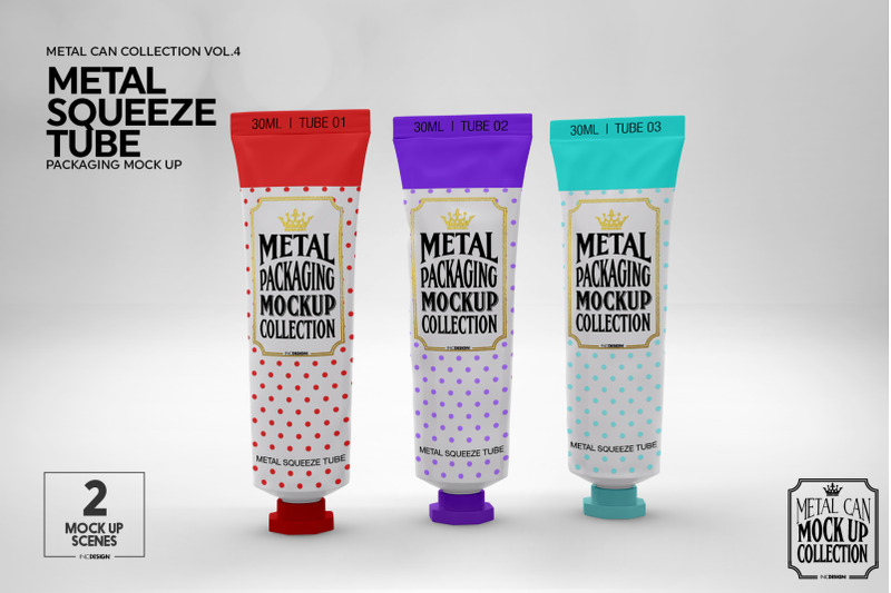 Download Metal Squeeze Tubes Packaging Mockup By INC Design Studio | TheHungryJPEG.com