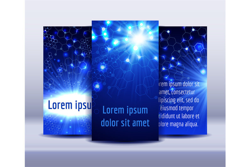 flyers-with-molecule-structure-glowing-background