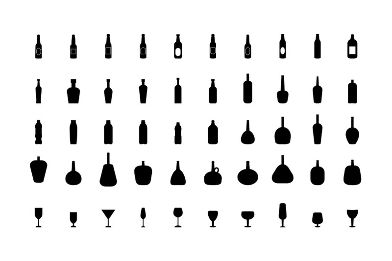 50-bottles-and-glasses-icons-on-white-background-nbsp