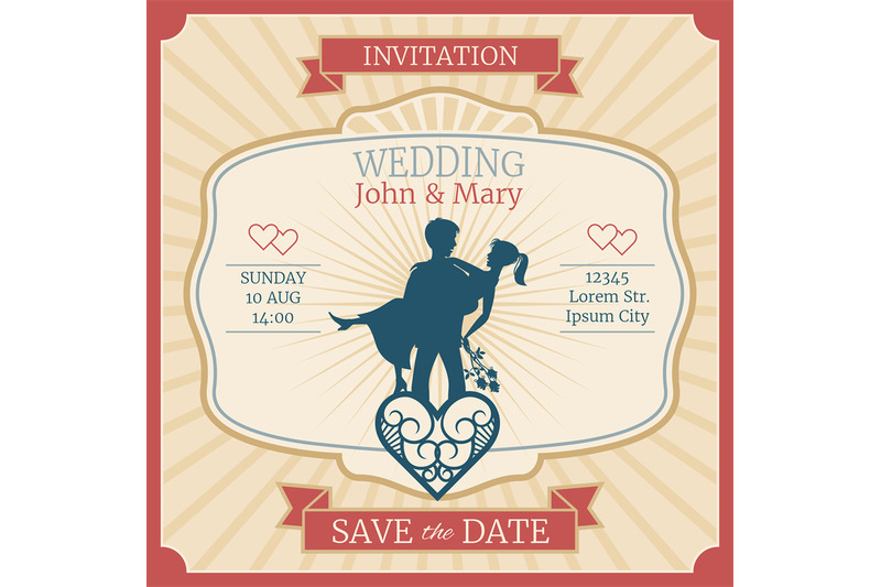 wedding-vector-invitation-card-with-just-married-bride-and-groom-silho