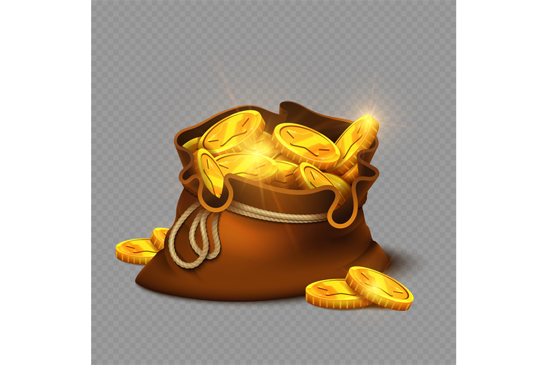 cartoon-big-old-bag-with-gold-coins-isolated-on-transparent-background